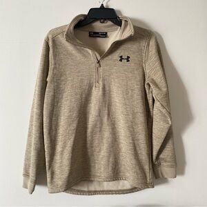 Under Armour ColdGear Women's Small Beige Heathered 1/4 Zip Pullover Top